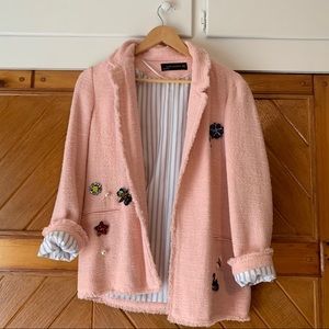 ZARA baby pink tweed jacket